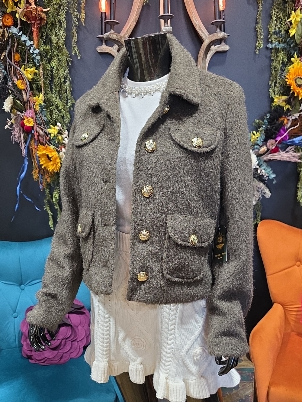 Miss Posh Taupe Textured Utility Jacket